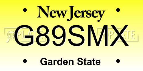 G89SMX New Jersey License Plate