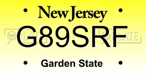 G89SRF New Jersey License Plate