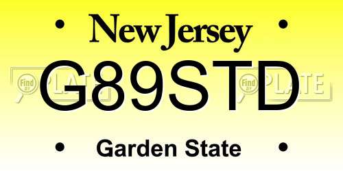 G89STD New Jersey License Plate