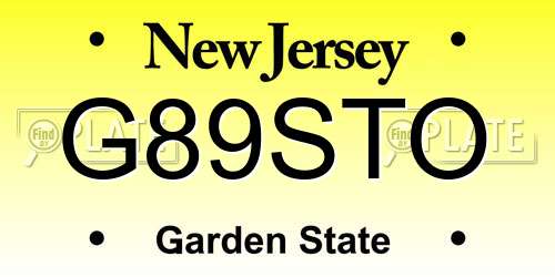 G89STO New Jersey License Plate