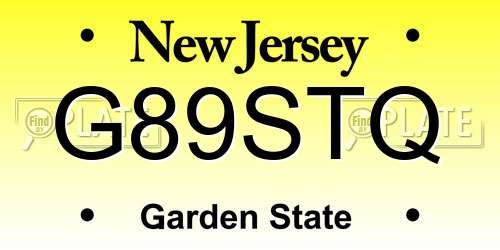 G89STQ New Jersey License Plate