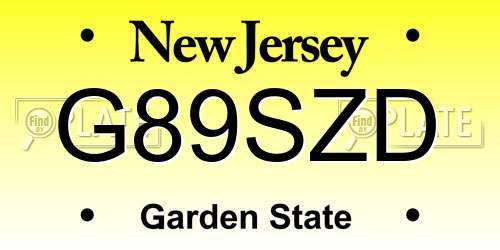 G89SZD New Jersey License Plate