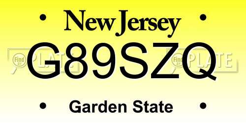 G89SZQ New Jersey License Plate