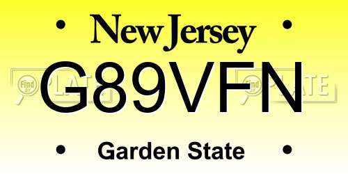 G89VFN New Jersey License Plate