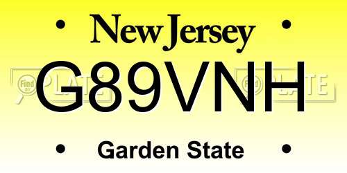 G89VNH New Jersey License Plate