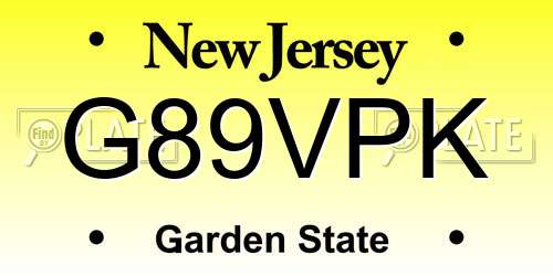 G89VPK New Jersey License Plate