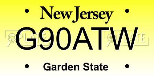 G90ATW New Jersey License Plate