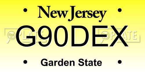 G90DEX New Jersey License Plate
