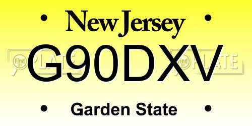G90DXV New Jersey License Plate