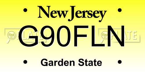 G90FLN New Jersey License Plate