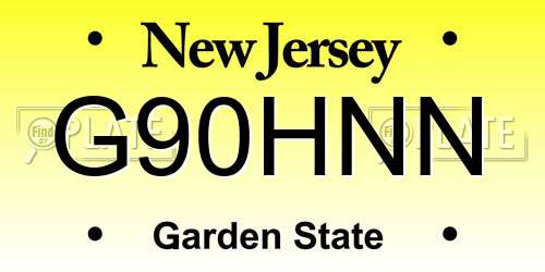 G90HNN New Jersey License Plate