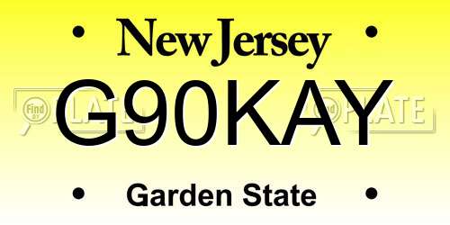 G90KAY New Jersey License Plate