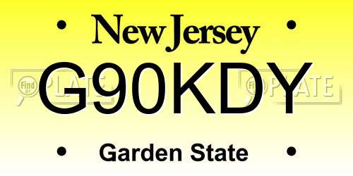 G90KDY New Jersey License Plate