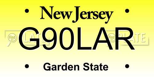 G90LAR New Jersey License Plate