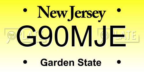 G90MJE New Jersey License Plate