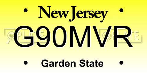 G90MVR New Jersey License Plate