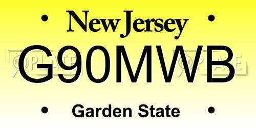 G90MWB New Jersey License Plate