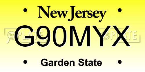 G90MYX New Jersey License Plate