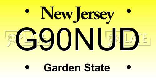 G90NUD New Jersey License Plate