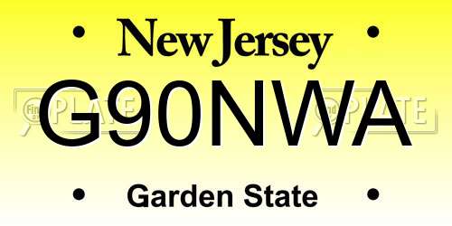 G90NWA New Jersey License Plate