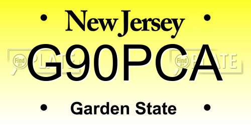 G90PCA New Jersey License Plate