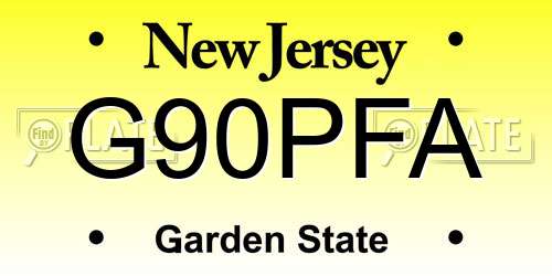 G90PFA New Jersey License Plate