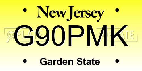 G90PMK New Jersey License Plate