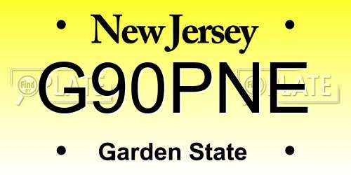 G90PNE New Jersey License Plate