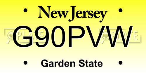 G90PVW New Jersey License Plate