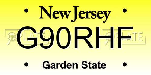 G90RHF New Jersey License Plate