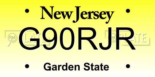 G90RJR New Jersey License Plate