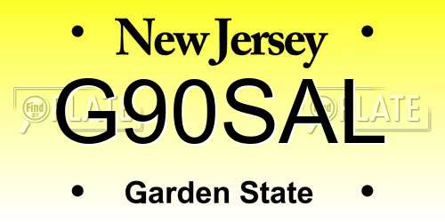 G90SAL New Jersey License Plate