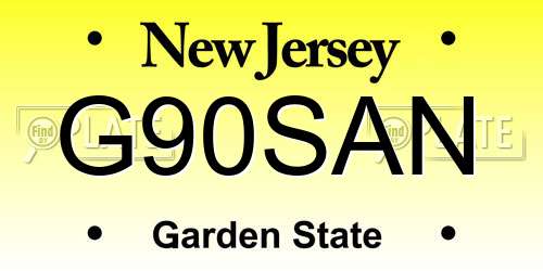 G90SAN New Jersey License Plate