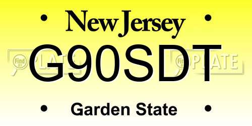 G90SDT New Jersey License Plate