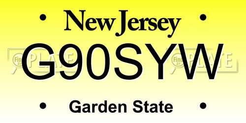 G90SYW New Jersey License Plate