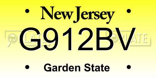 G912BV New Jersey License Plate