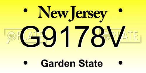 G9178V New Jersey License Plate