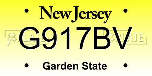 G917BV New Jersey License Plate