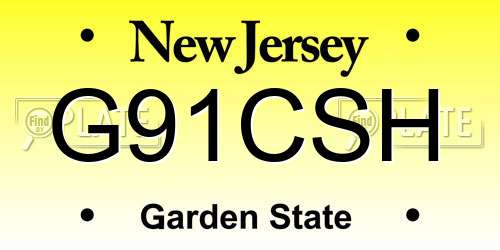 G91CSH New Jersey License Plate