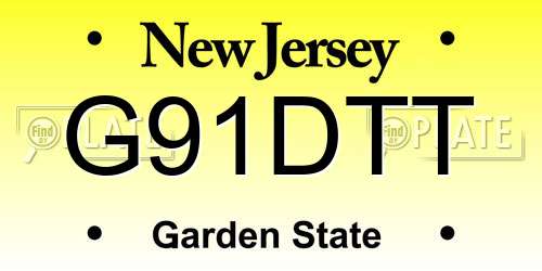 G91DTT New Jersey License Plate