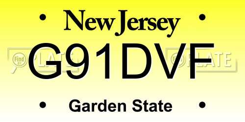 G91DVF New Jersey License Plate