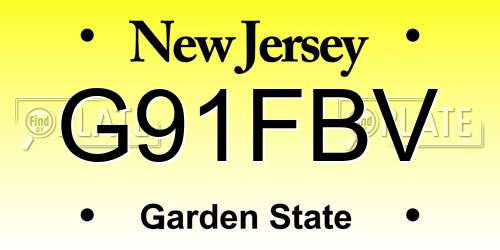 G91FBV New Jersey License Plate