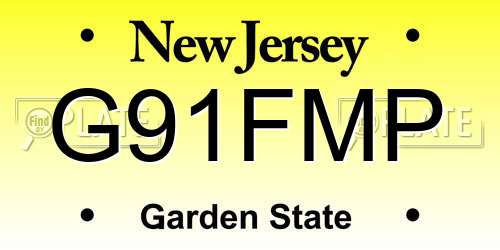 G91FMP New Jersey License Plate