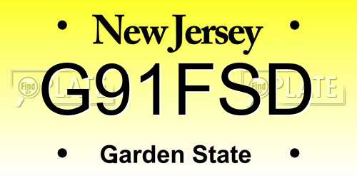 G91FSD New Jersey License Plate