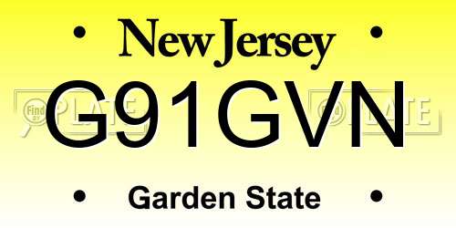 G91GVN New Jersey License Plate