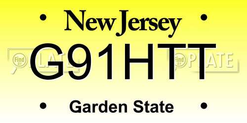 G91HTT New Jersey License Plate
