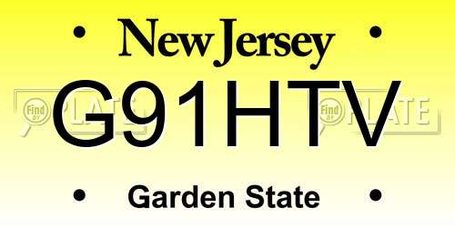 G91HTV New Jersey License Plate