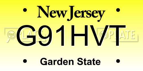 G91HVT New Jersey License Plate