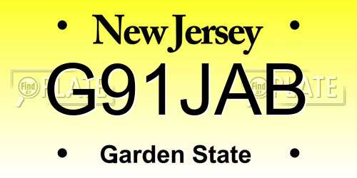 G91JAB New Jersey License Plate