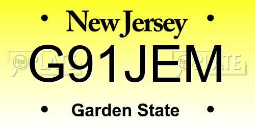 G91JEM New Jersey License Plate